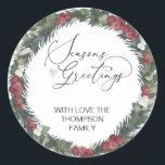Adesivo Redondo Merry Christmas Gift Label Greenery Wreath Sticker<br><div class="desc">Está quase no Natal! Hora de planejar o seu presente para o feriado, não esqueça os seus palitos de Natal personalizados! Na moda e belos estes autocolantes de Natal personalizados são perfeitos para as Etiquetas de Presente de Natal ou como selos de envelopes nos seus Cartões de natal de Natal...</div>