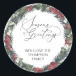 Adesivo Redondo Merry Christmas Gift Label Greenery Wreath Sticker<br><div class="desc">Está quase no Natal! Hora de planejar o seu presente para o feriado, não esqueça os seus palitos de Natal personalizados! Na moda e belos estes autocolantes de Natal personalizados são perfeitos para as Etiquetas de Presente de Natal ou como selos de envelopes nos seus Cartões de natal de Natal...</div>
