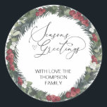 Adesivo Redondo Merry Christmas Gift Label Greenery Wreath Sticker<br><div class="desc">Está quase no Natal! Hora de planejar o seu presente para o feriado, não esqueça os seus palitos de Natal personalizados! Na moda e belos estes autocolantes de Natal personalizados são perfeitos para as Etiquetas de Presente de Natal ou como selos de envelopes nos seus Cartões de natal de Natal...</div>