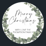 Adesivo Redondo Merry Christmas Gift Label Greenery Wreath Sticker<br><div class="desc">Está quase no Natal! Hora de planejar o seu presente para o feriado, não esqueça os seus palitos de Natal personalizados! Na moda e belos estes autocolantes de Natal personalizados são perfeitos para as Etiquetas de Presente de Natal ou como selos de envelopes nos seus Cartões de natal de Natal...</div>