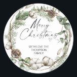 Adesivo Redondo Merry Christmas Gift Label Greenery Wreath Sticker<br><div class="desc">Está quase no Natal! Hora de planejar o seu presente para o feriado, não esqueça os seus palitos de Natal personalizados! Na moda e belos estes autocolantes de Natal personalizados são perfeitos para as Etiquetas de Presente de Natal ou como selos de envelopes nos seus Cartões de natal de Natal...</div>