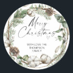 Adesivo Redondo Merry Christmas Gift Label Greenery Wreath Sticker<br><div class="desc">Está quase no Natal! Hora de planejar o seu presente para o feriado, não esqueça os seus palitos de Natal personalizados! Na moda e belos estes autocolantes de Natal personalizados são perfeitos para as Etiquetas de Presente de Natal ou como selos de envelopes nos seus Cartões de natal de Natal...</div>