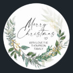 Adesivo Redondo Merry Christmas Gift Label Greenery Wreath Sticker<br><div class="desc">Está quase no Natal! Hora de planejar o seu presente para o feriado, não esqueça os seus palitos de Natal personalizados! Na moda e belos estes autocolantes de Natal personalizados são perfeitos para as Etiquetas de Presente de Natal ou como selos de envelopes nos seus Cartões de natal de Natal...</div>