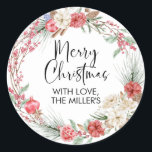 Adesivo Redondo Merry Christmas Gift Label Modern Round Sticker<br><div class="desc">Feliz Natal,  Gift Sticker Labels com Greenery e design vermelho. Esta etiqueta de presente de Natal moderna é o toque final perfeito para adicionar aos seus presentes de Natal este ano.</div>