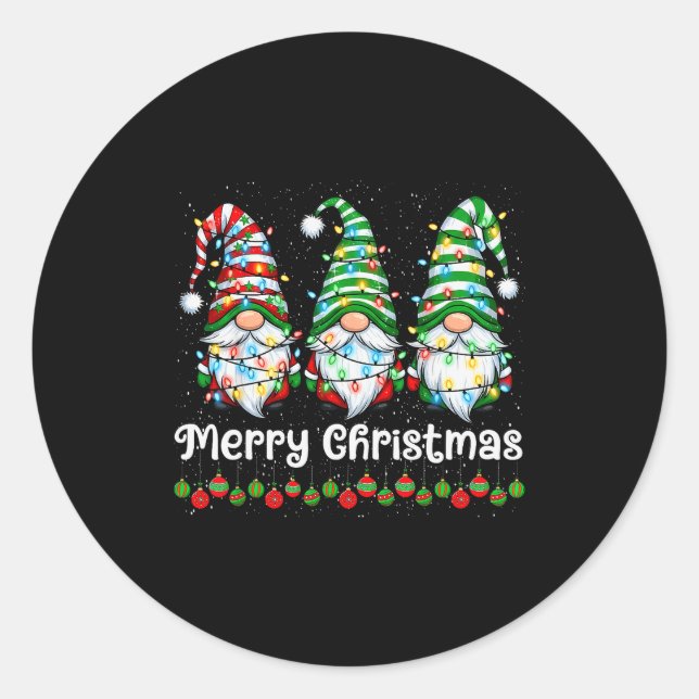 Adesivo Redondo Merry Christmas Gnomes Light Family Gnome Xmas Mat (Frente)