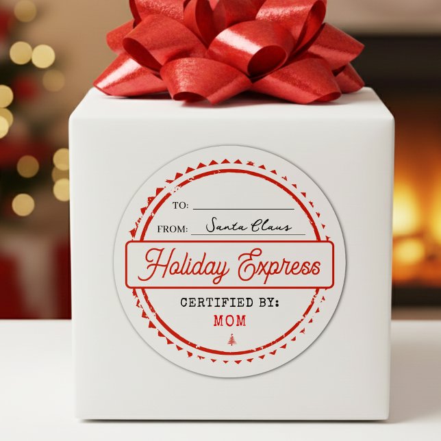 Adesivo Redondo Merry Christmas Holiday Express Mail To From (Merry Christmas Holiday Express Mail To From Classic Round Sticker
)