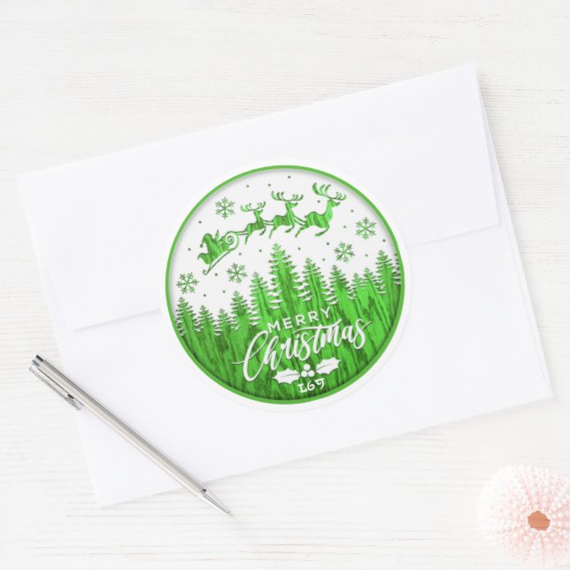 Adesivo Redondo MERRY CHRISTMAS, natal engraçado (Envelope)