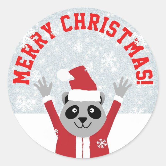 Adesivo Redondo Merry Christmas Raccoon (Frente)
