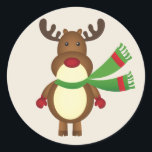 Adesivo Redondo Merry Christmas Reindeer<br><div class="desc">Design de fundo da Reindeer de Natal</div>
