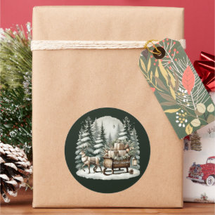 Adesivo Redondo Merry Christmas rendeer sleigh