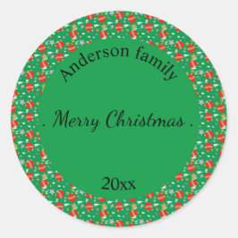 Adesivo Redondo Merry Christmas retro name and date place