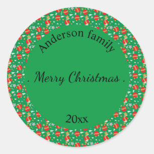 Adesivo Redondo Merry Christmas retro name and date place