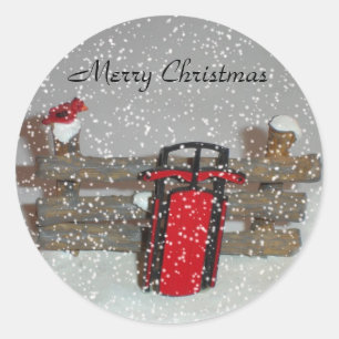 Adesivo Redondo Merry Christmas Sled Sticker