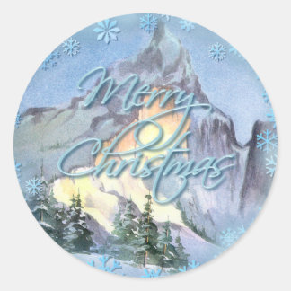 Adesivo Redondo MERRY CHRISTMAS SNOWFLAKS por SHARON SHARPE