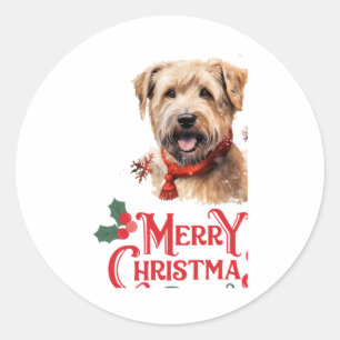 Adesivo Redondo Merry Christmas Staffordshire Bull Terrier
