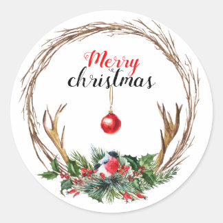 Adesivo Redondo Merry Christmas Sticker