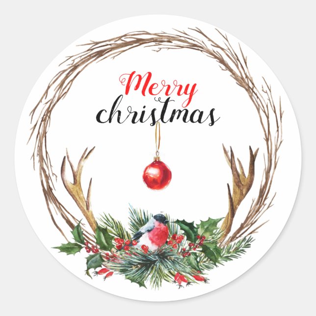 Adesivo Redondo Merry Christmas Sticker (Frente)