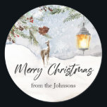 Adesivo Redondo Merry Christmas Sticker<br><div class="desc">Feliz Pau de Natal. Visualize o link de coleção nesta página para ver todos os itens correspondentes nesta bela design.</div>