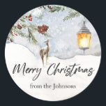Adesivo Redondo Merry Christmas Sticker<br><div class="desc">Feliz Pau de Natal. Visualize o link de coleção nesta página para ver todos os itens correspondentes nesta bela design.</div>