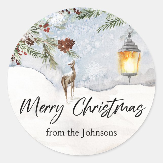 Adesivo Redondo Merry Christmas Sticker (Frente)