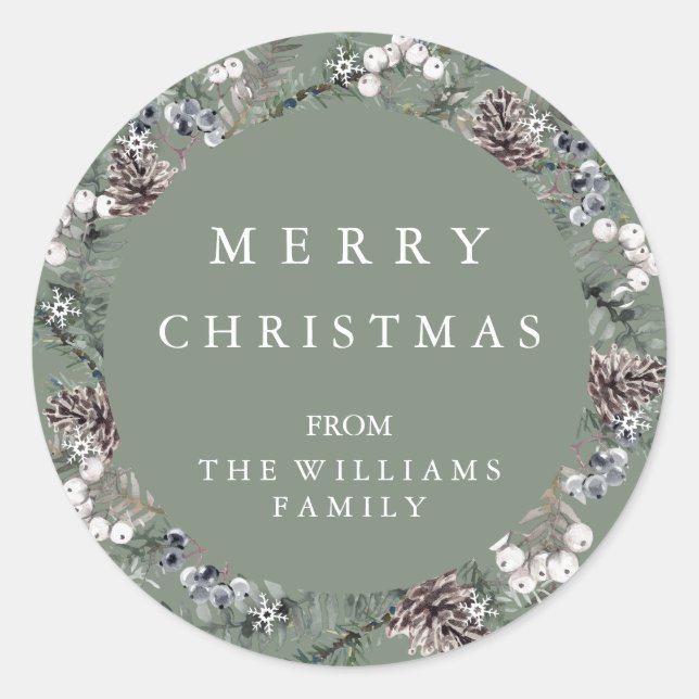 Adesivo Redondo Merry Christmas Sticker (Frente)
