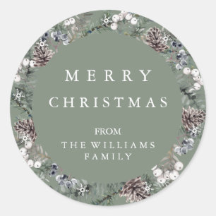 Adesivo Redondo Merry Christmas Sticker