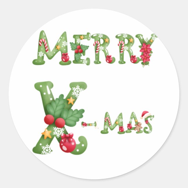 Adesivo Redondo Merry Christmas Sticker (Frente)