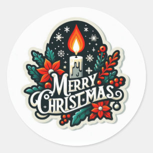 Adesivo Redondo Merry Christmas Sticker
