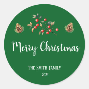 Adesivo Redondo Merry Christmas Sticker
