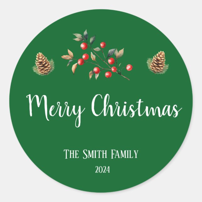 Adesivo Redondo Merry Christmas Sticker (Frente)