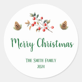 Adesivo Redondo Merry Christmas Sticker