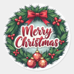 Adesivo Redondo Merry Christmas Sticker