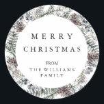 Adesivo Redondo Merry Christmas Sticker<br><div class="desc">Feliz Pau de Natal. Visualize o link de coleção nesta página para ver todos os itens correspondentes nesta bela design.</div>