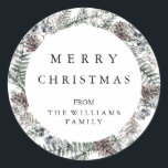 Adesivo Redondo Merry Christmas Sticker<br><div class="desc">Feliz Pau de Natal. Visualize o link de coleção nesta página para ver todos os itens correspondentes nesta bela design.</div>