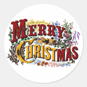 Adesivo Redondo Merry Christmas Sticker