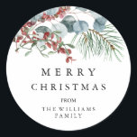 Adesivo Redondo Merry Christmas Sticker<br><div class="desc">Feliz Pau de Natal. Visualize o link de coleção nesta página para ver todos os itens correspondentes nesta bela design.</div>