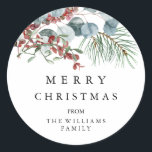 Adesivo Redondo Merry Christmas Sticker<br><div class="desc">Feliz Pau de Natal. Visualize o link de coleção nesta página para ver todos os itens correspondentes nesta bela design.</div>