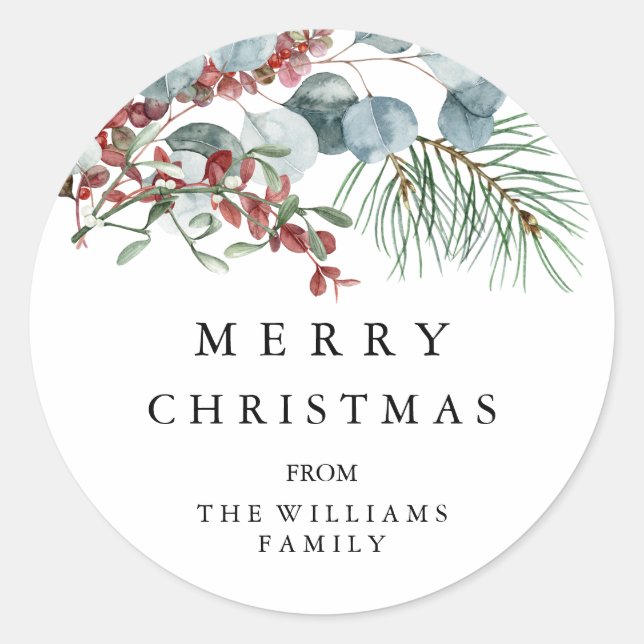 Adesivo Redondo Merry Christmas Sticker (Frente)