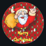 Adesivo Redondo Merry Christmas Sticker<br><div class="desc">Os adesivos do Papai Noel para seus presentes de Natal. você pode mudar texto,  fonte,  tamanho e cor,  assim como quiser</div>