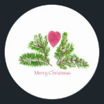 Adesivo Redondo Merry Christmas Sticker<br><div class="desc">Mande seu amor com esta design de aquarela original de Cathy Thompson Art.</div>