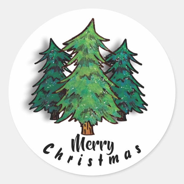 Adesivo Redondo Merry Christmas Sticker (Frente)