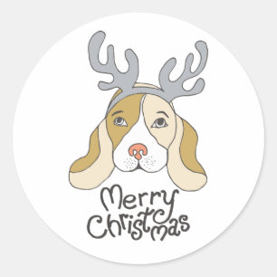 Adesivo Redondo Merry Christmas Sticker Xmas Dog Gift