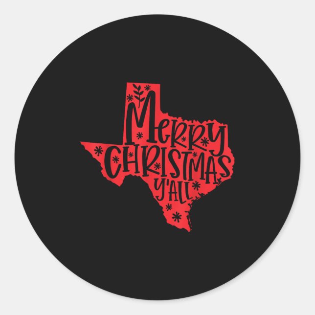 Adesivo Redondo Merry Christmas Texas  (Frente)