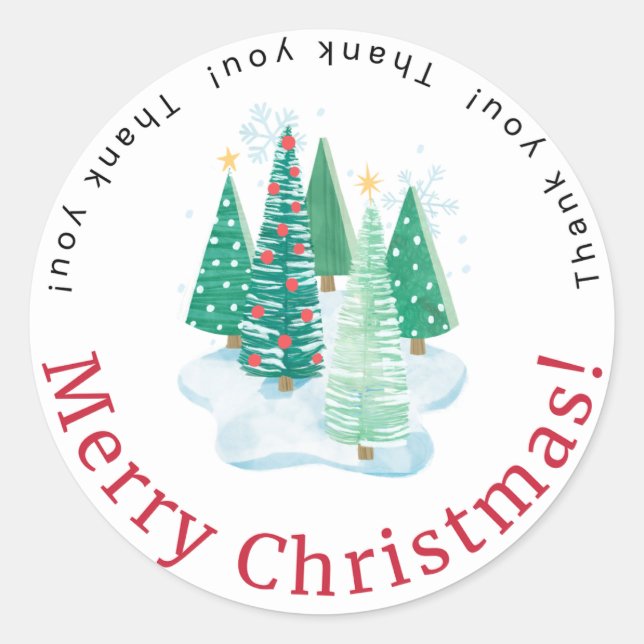 Adesivo Redondo Merry Christmas Thank You Sticker (Frente)