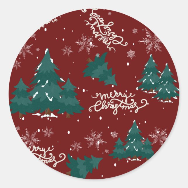 Adesivo Redondo Merry Christmas Tree Sticker (Frente)