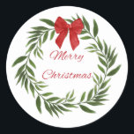 Adesivo Redondo Merry Christmas Wreath Sticker<br><div class="desc">Traga alegria de férias para seus presentes,  cartas,  e artesanatos com esses adesivos festivos de Natal! Perfeito por adicionar um toque feliz a qualquer projeto,  eles capturam a magia da estação em todos os detalhes. Feliz Feriados!</div>