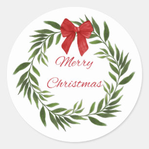 Adesivo Redondo Merry Christmas Wreath Sticker