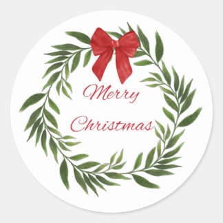 Adesivo Redondo Merry Christmas Wreath Sticker