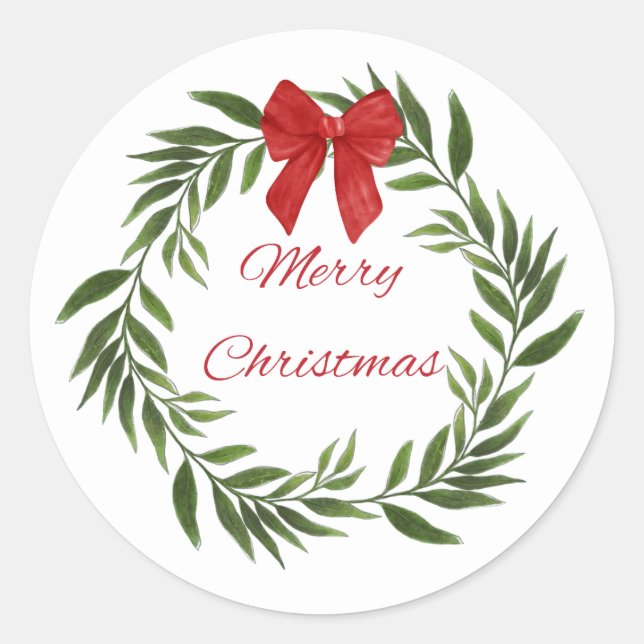 Adesivo Redondo Merry Christmas Wreath Sticker (Frente)