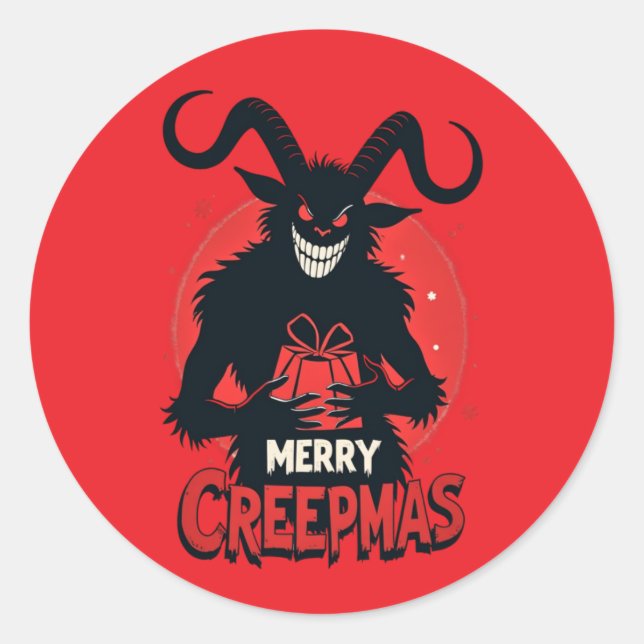 Adesivo Redondo Merry Creepmas Krampus Holiday (Frente)